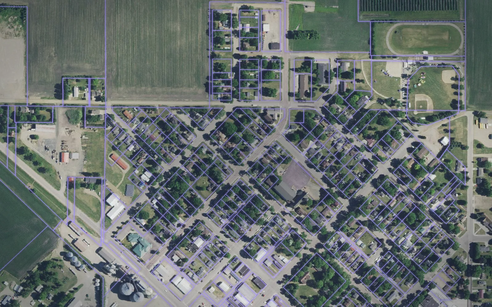 Parcel boundaries over aerial imagery of Redwood County, Minnesota