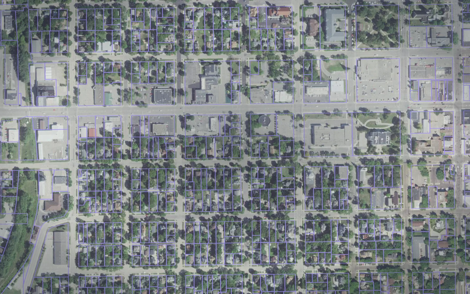 Parcel boundaries over aerial imagery of Rice County, Minnesota