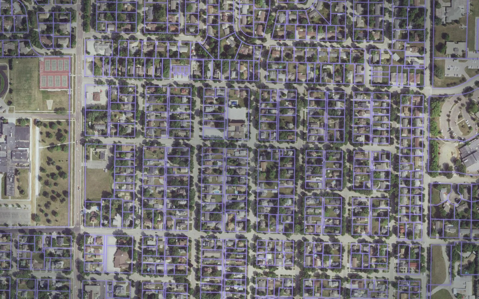 Parcel boundaries over aerial imagery of Rock County, Minnesota