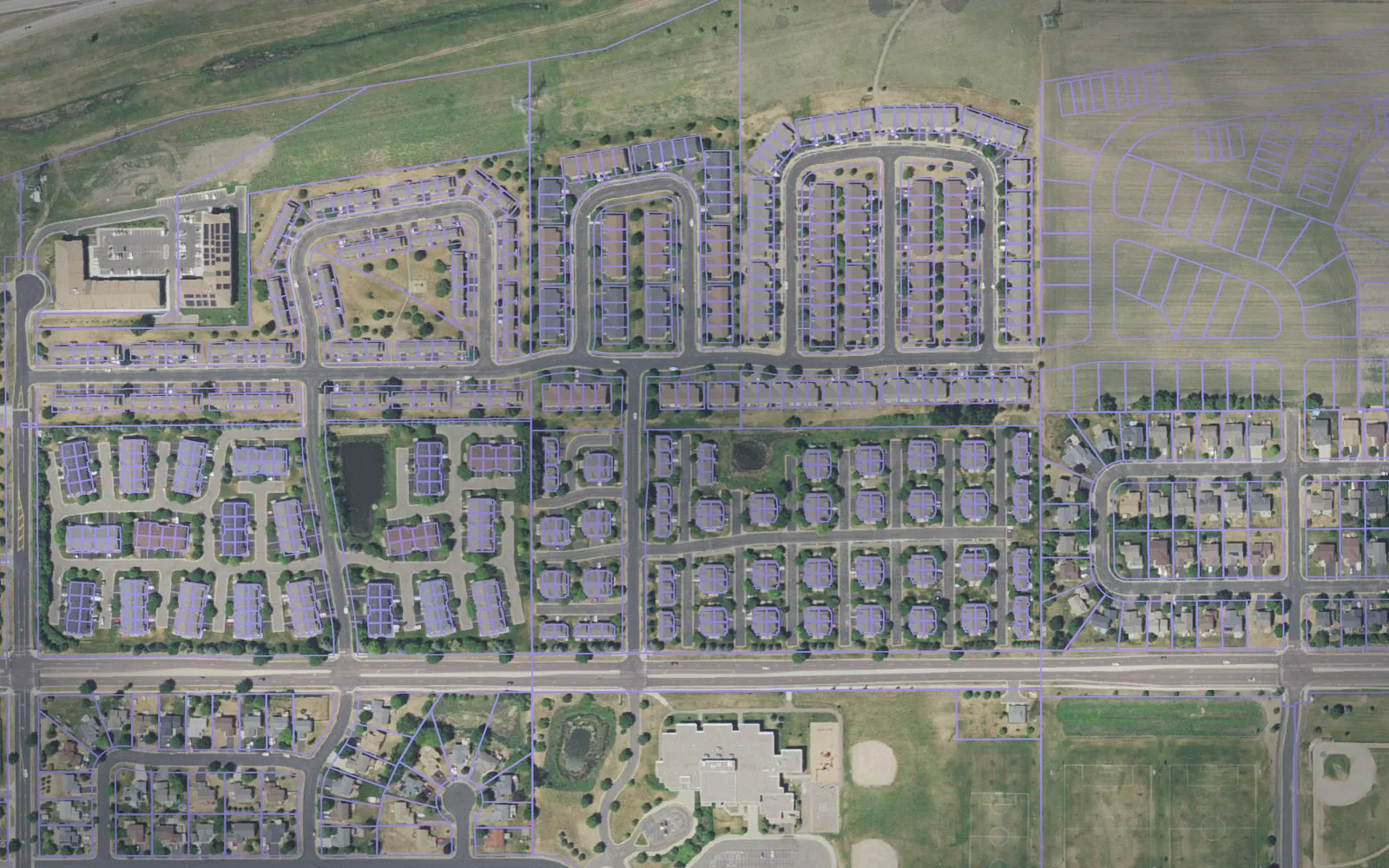 Parcel boundaries over aerial imagery of Scott County, Minnesota
