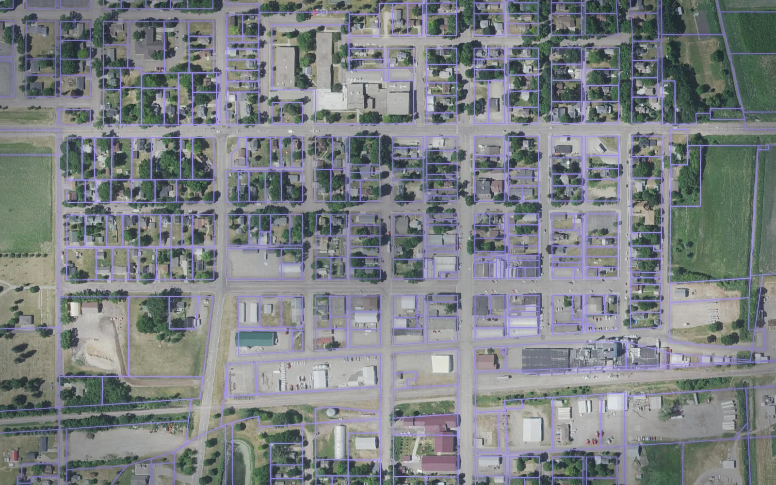Parcel boundaries over aerial imagery of Sibley County, Minnesota