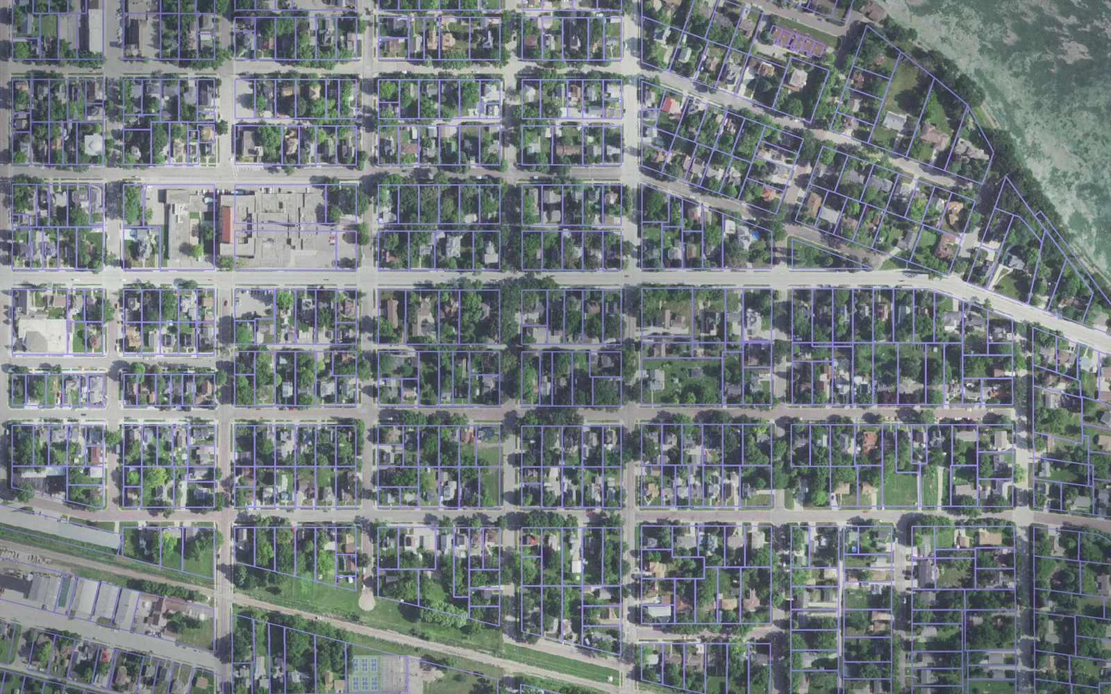 Parcel boundaries over aerial imagery of Waseca County, Minnesota