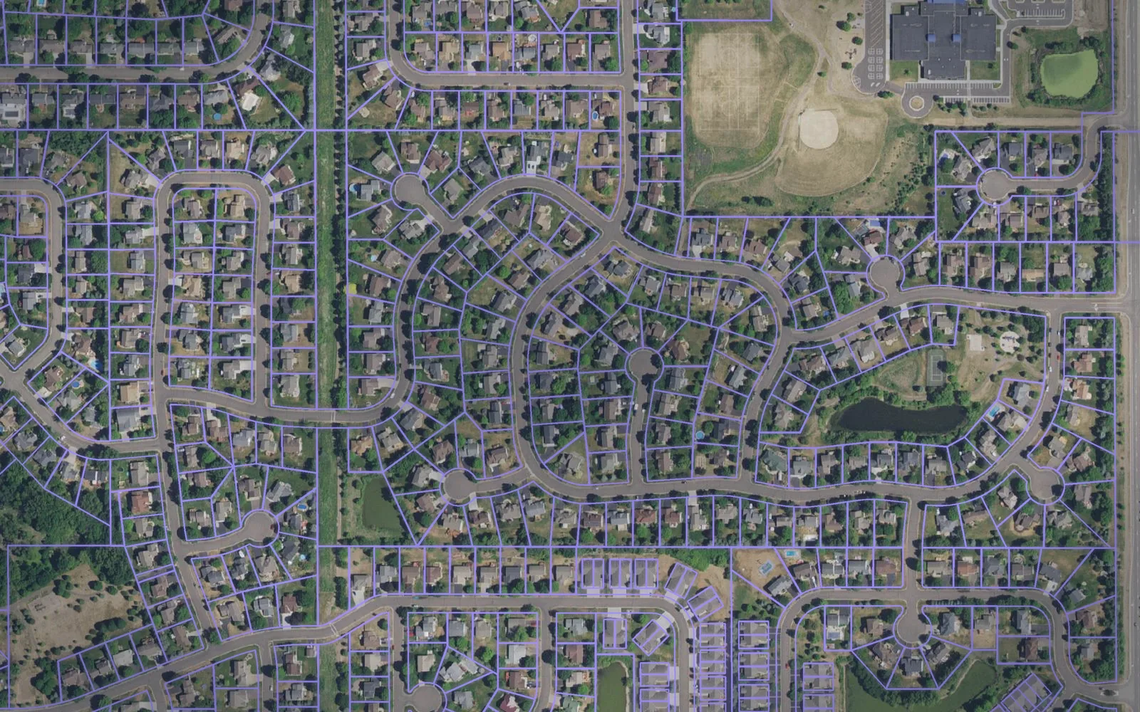 Parcel boundaries over aerial imagery of Washington County, Minnesota
