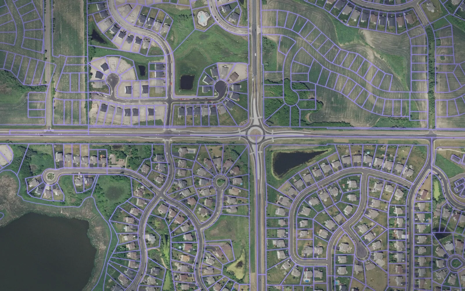 Parcel boundaries over aerial imagery of Wright County, Minnesota
