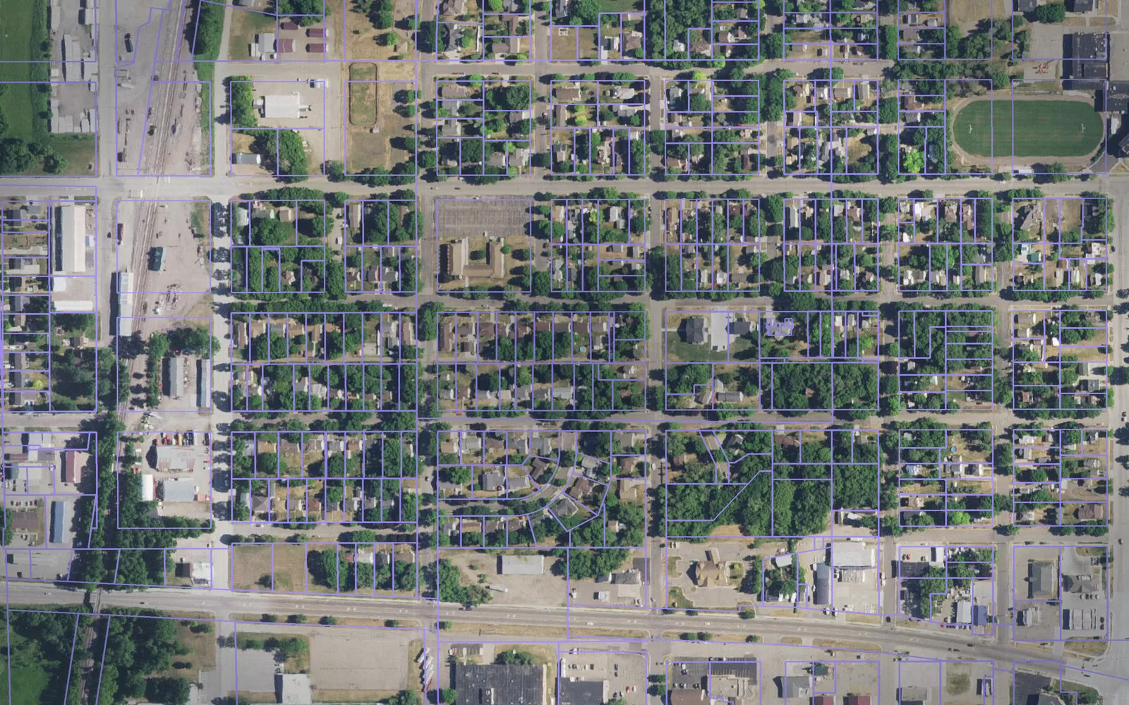 Parcel boundaries over aerial imagery of Yellow Medicine County, Minnesota