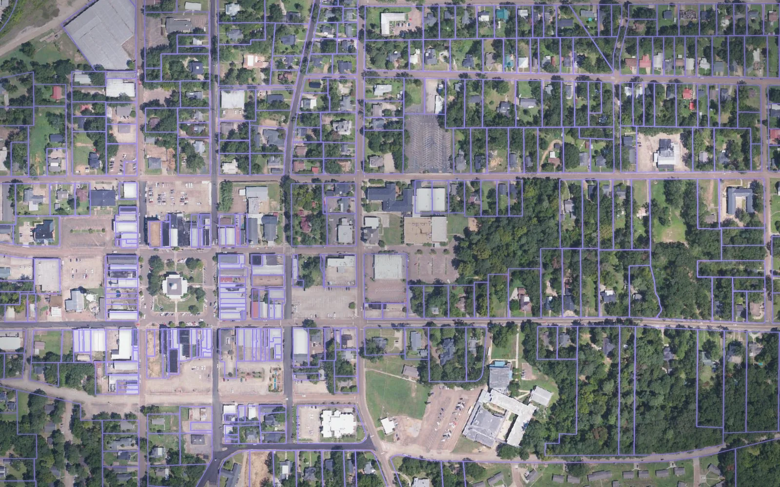 Parcel boundaries over aerial imagery of Attala County, Mississippi