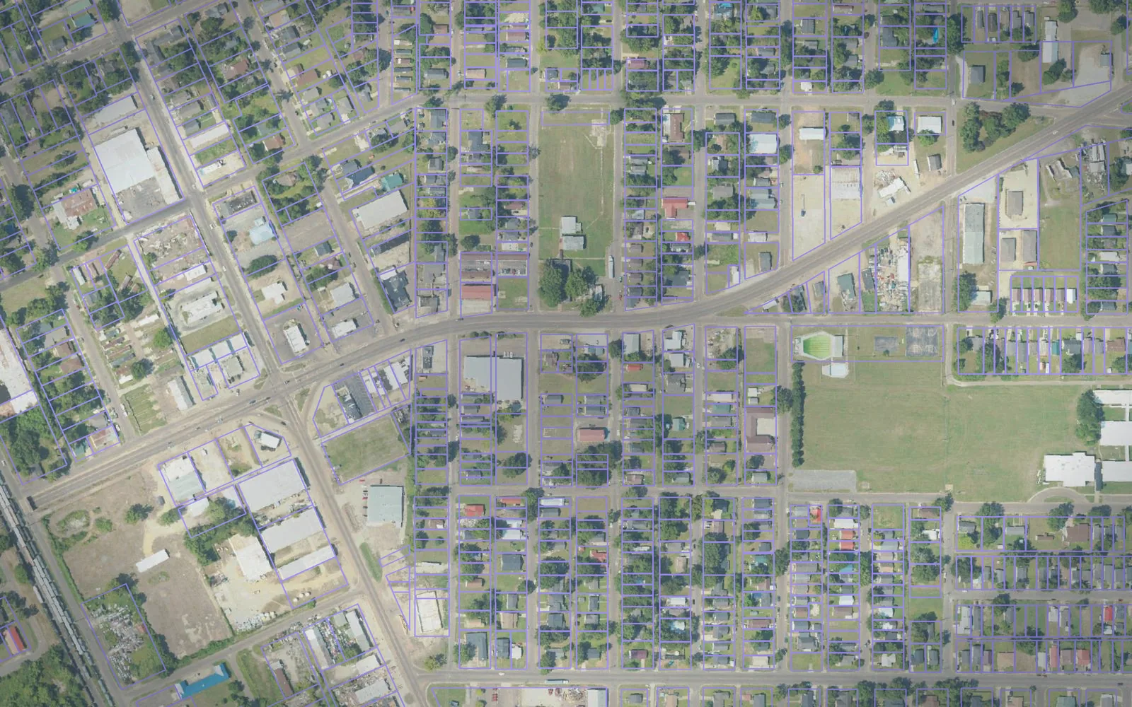 Parcel boundaries over aerial imagery of Coahoma County, Mississippi