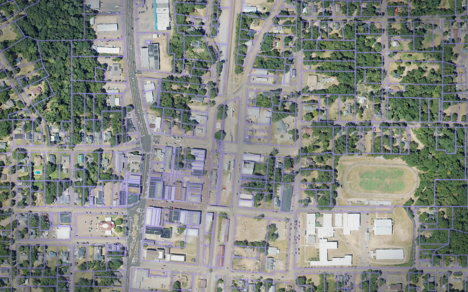 Parcel boundaries over aerial imagery of Copiah County, Mississippi