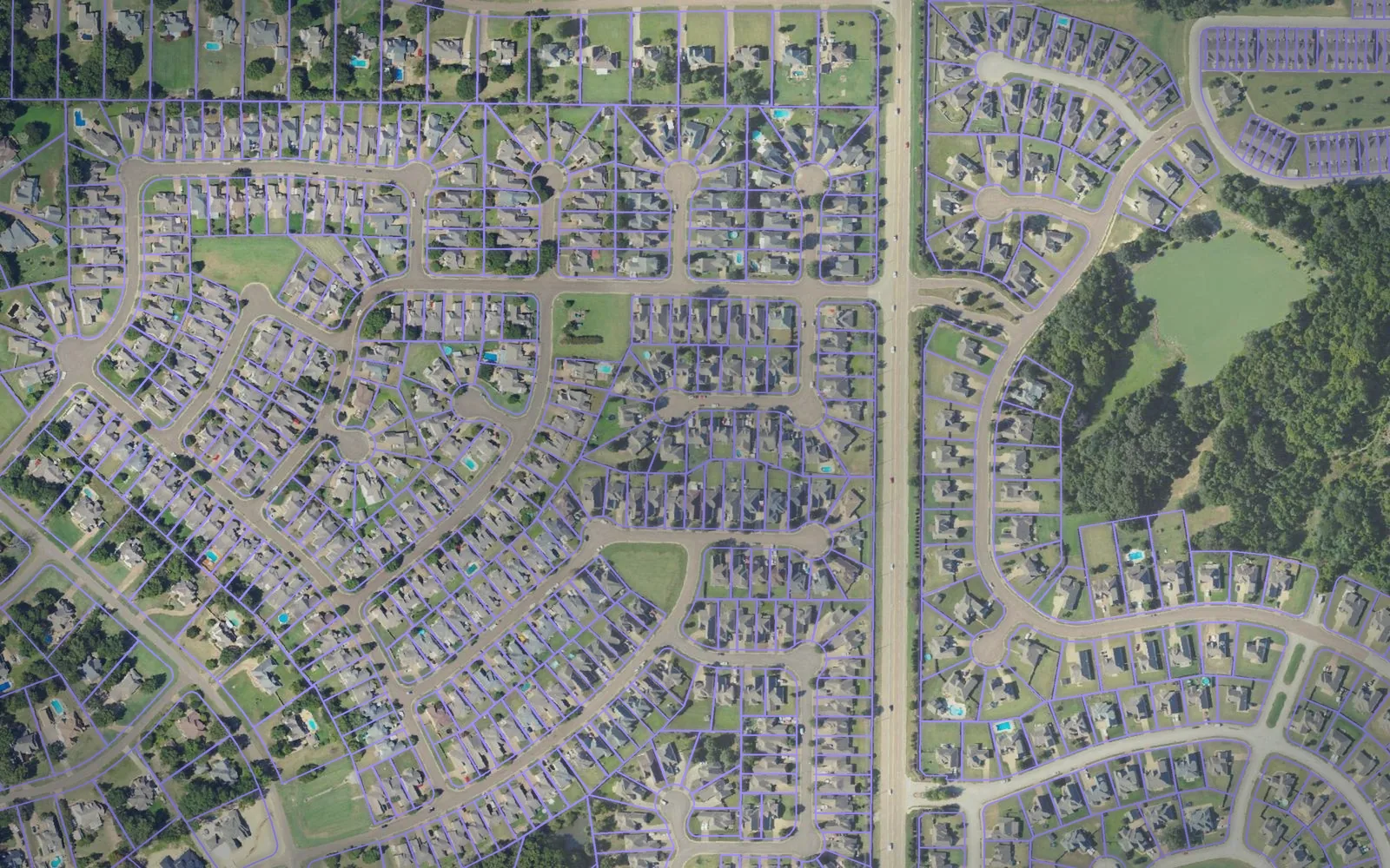 Parcel boundaries over aerial imagery of DeSoto County, Mississippi
