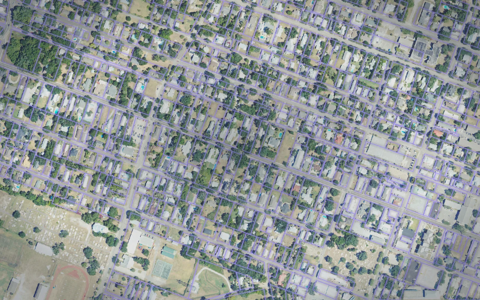 Parcel boundaries over aerial imagery of Hancock County, Mississippi