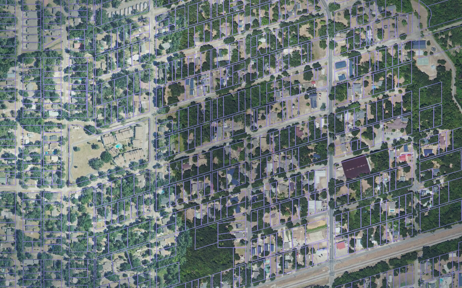 Parcel boundaries over aerial imagery of Harrison County, Mississippi