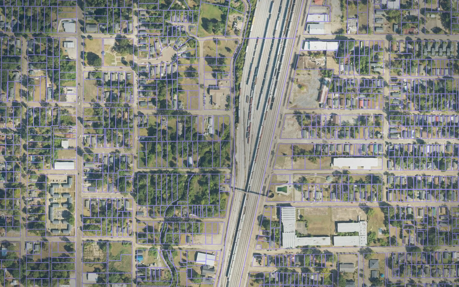 Parcel boundaries over aerial imagery of Hinds County, Mississippi