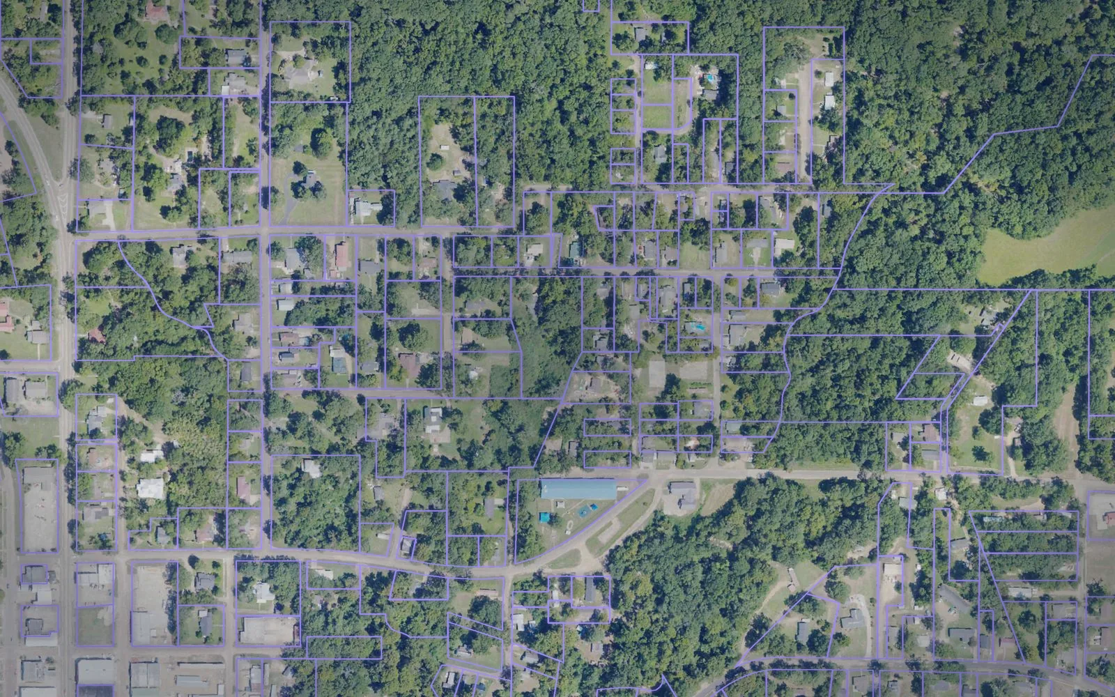 Parcel boundaries over aerial imagery of Holmes County, Mississippi