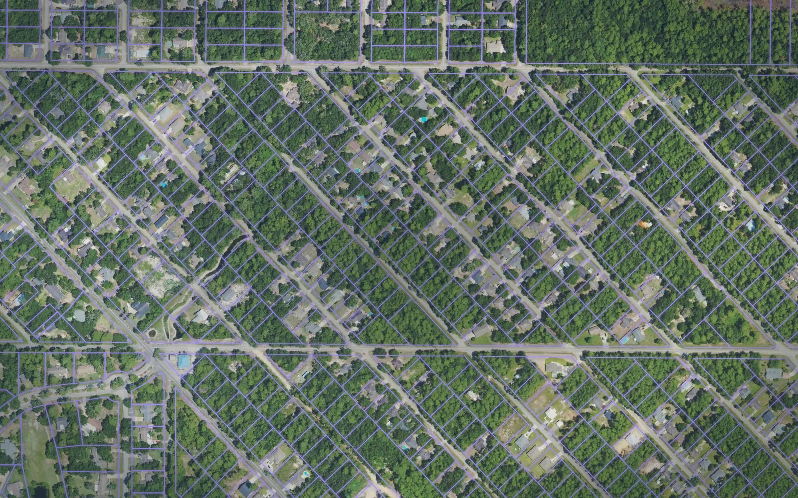Parcel boundaries over aerial imagery of Jackson County, Mississippi