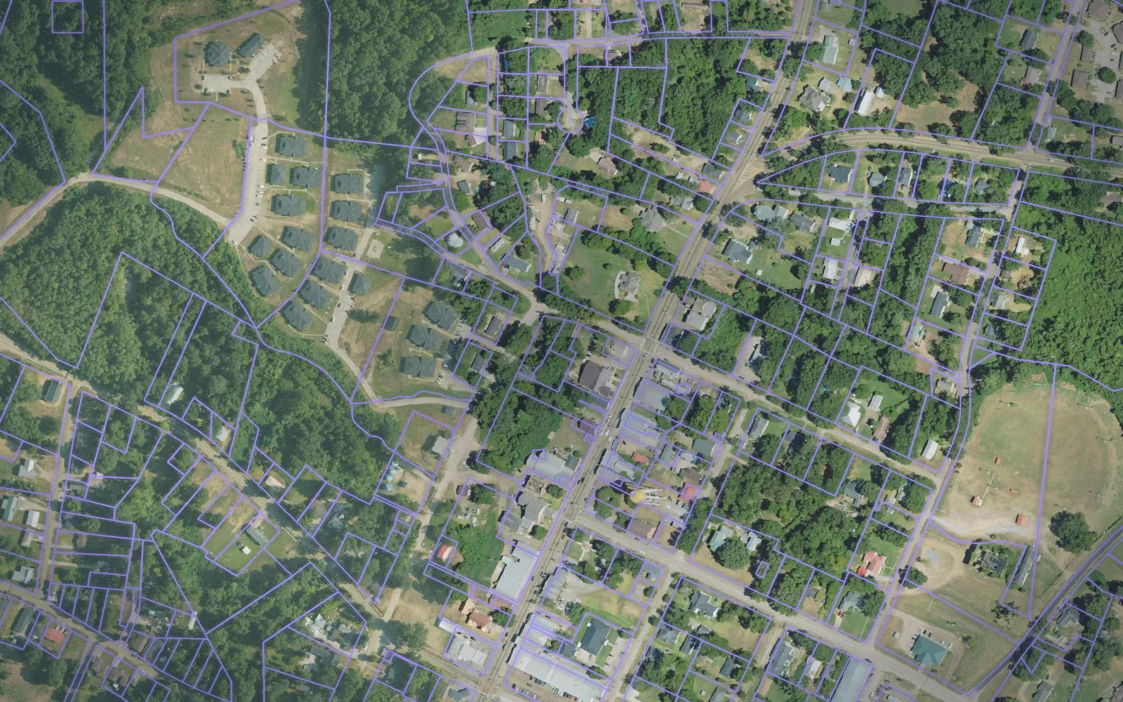 Parcel boundaries over aerial imagery of Jefferson County, Mississippi