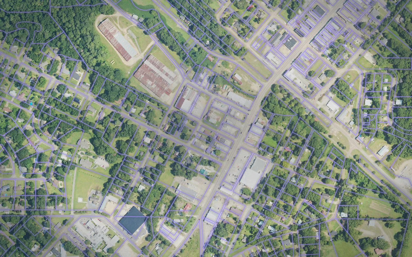 Parcel boundaries over aerial imagery of Jefferson Davis County, Mississippi