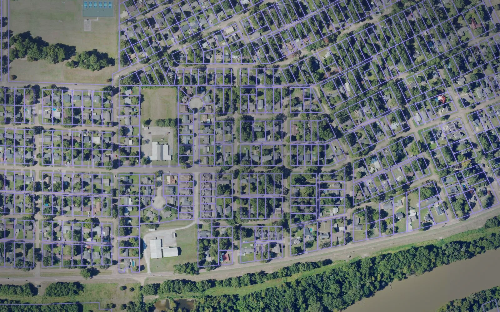 Parcel boundaries over aerial imagery of Leflore County, Mississippi