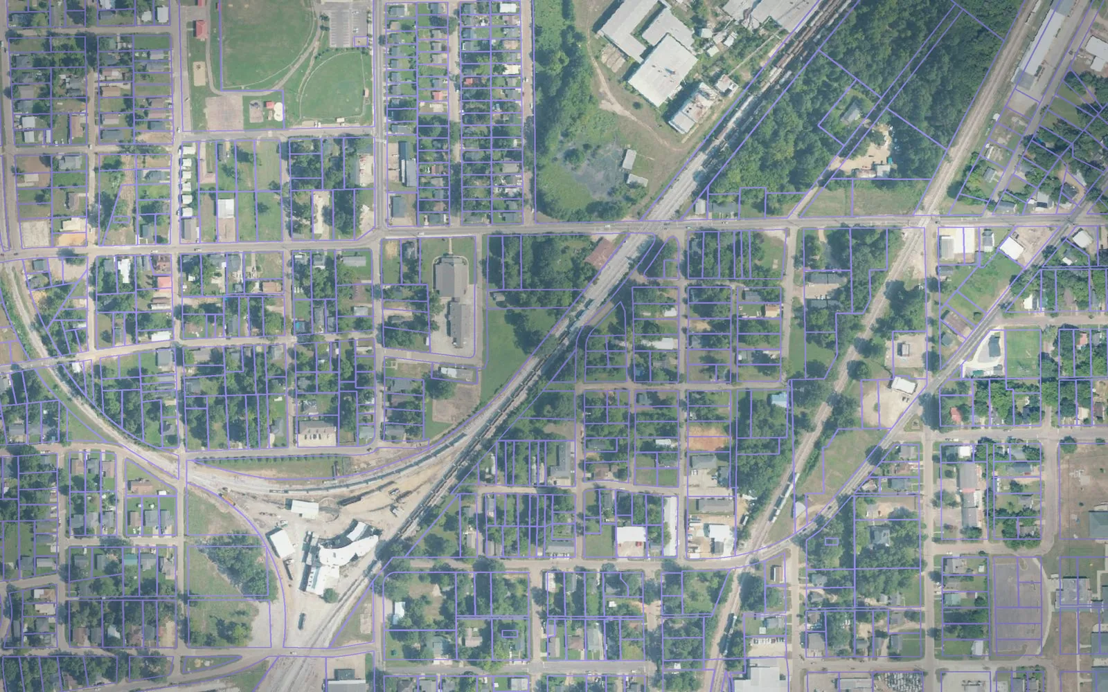 Parcel boundaries over aerial imagery of Lowndes County, Mississippi