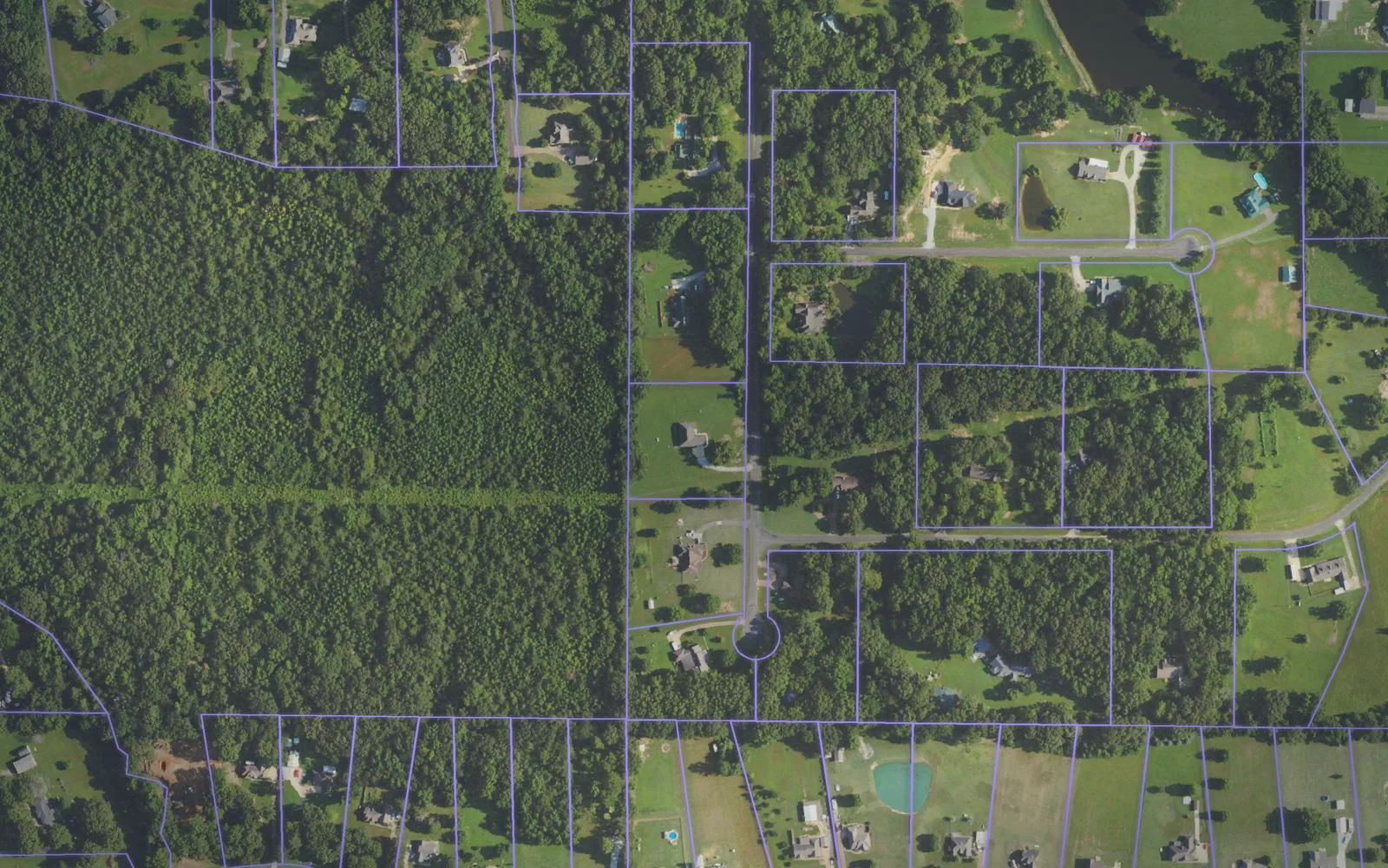 Parcel boundaries over aerial imagery of Marshall County, Mississippi