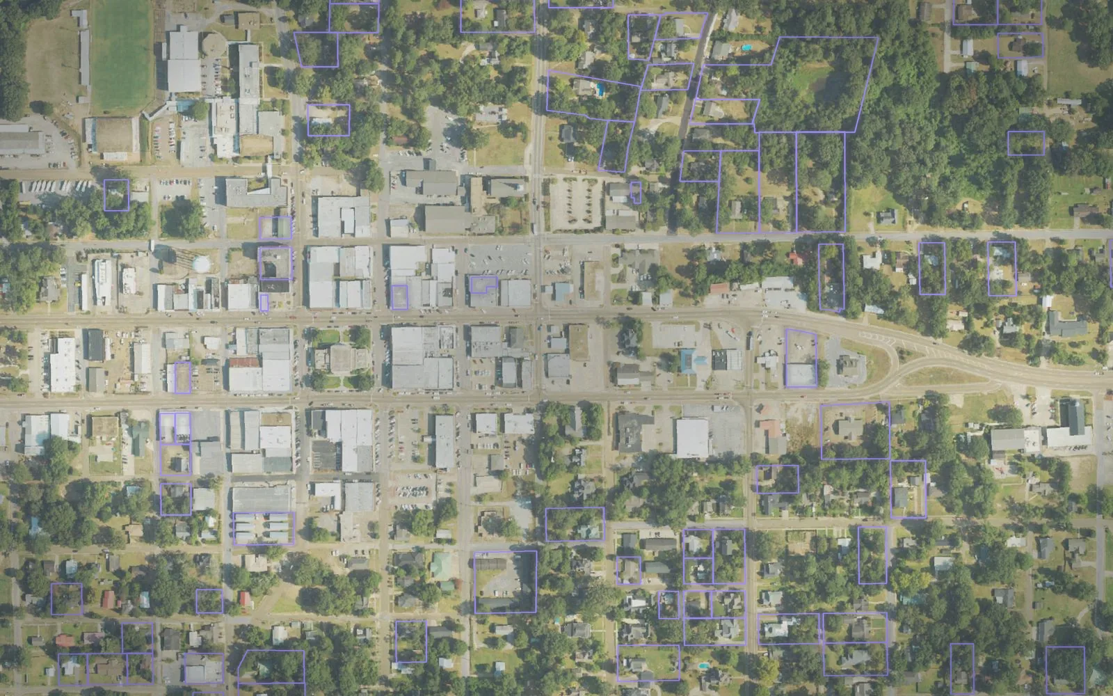 Parcel boundaries over aerial imagery of Neshoba County, Mississippi