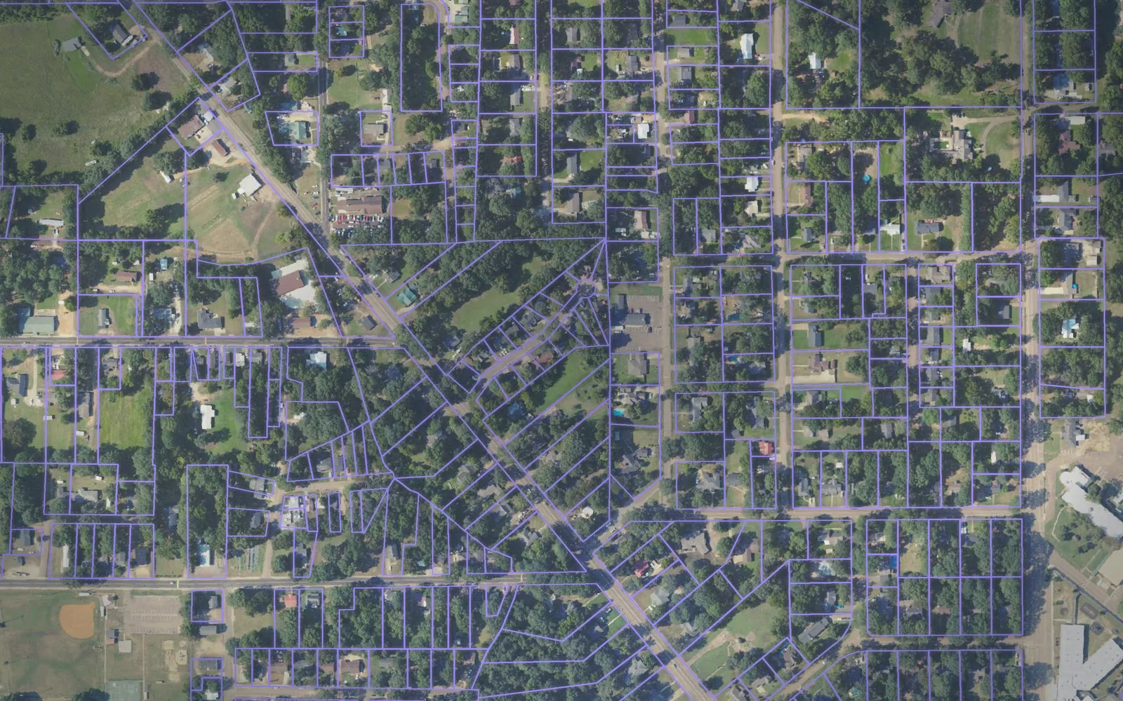 Parcel boundaries over aerial imagery of Panola County, Mississippi