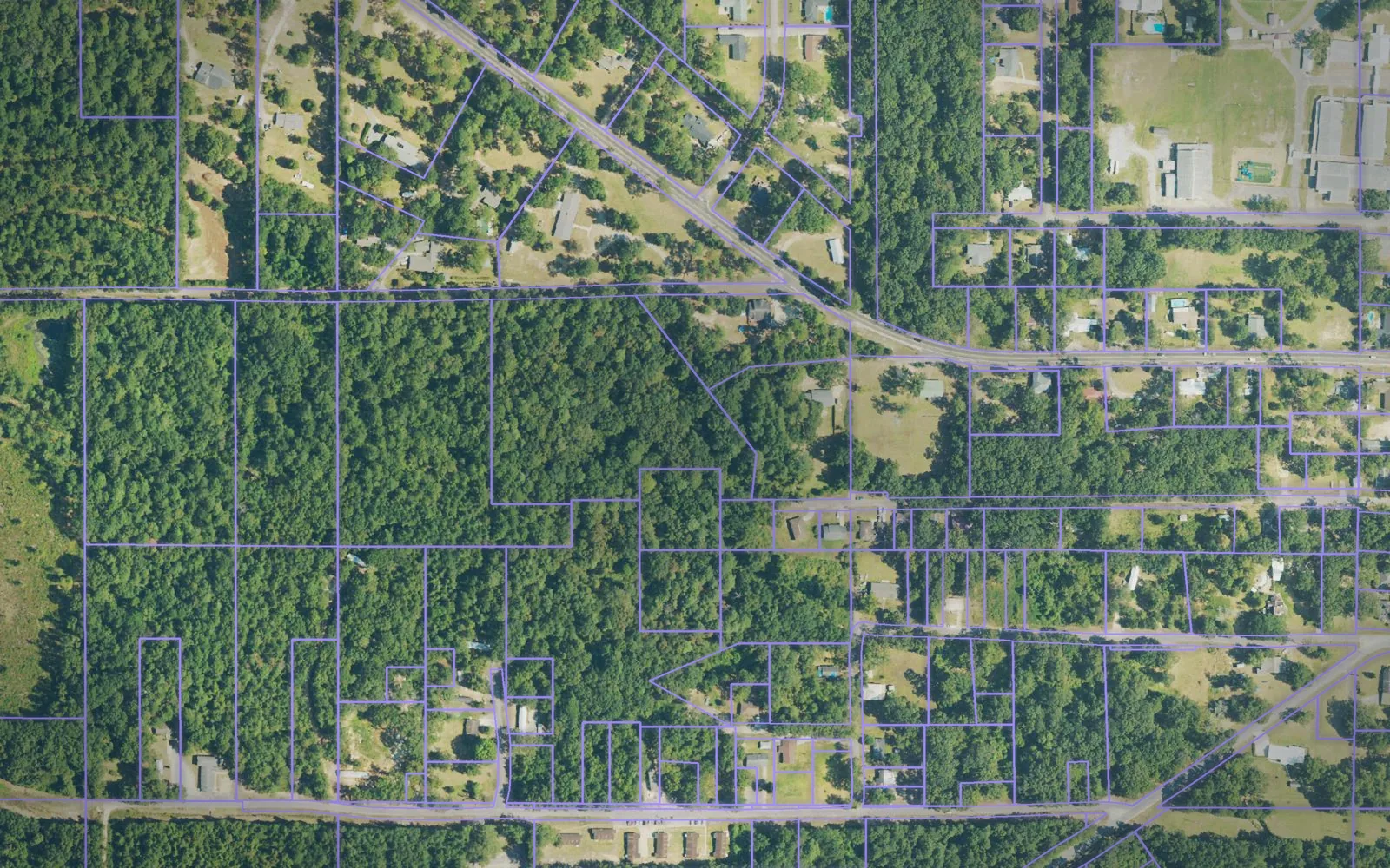 Parcel boundaries over aerial imagery of Perry County, Mississippi
