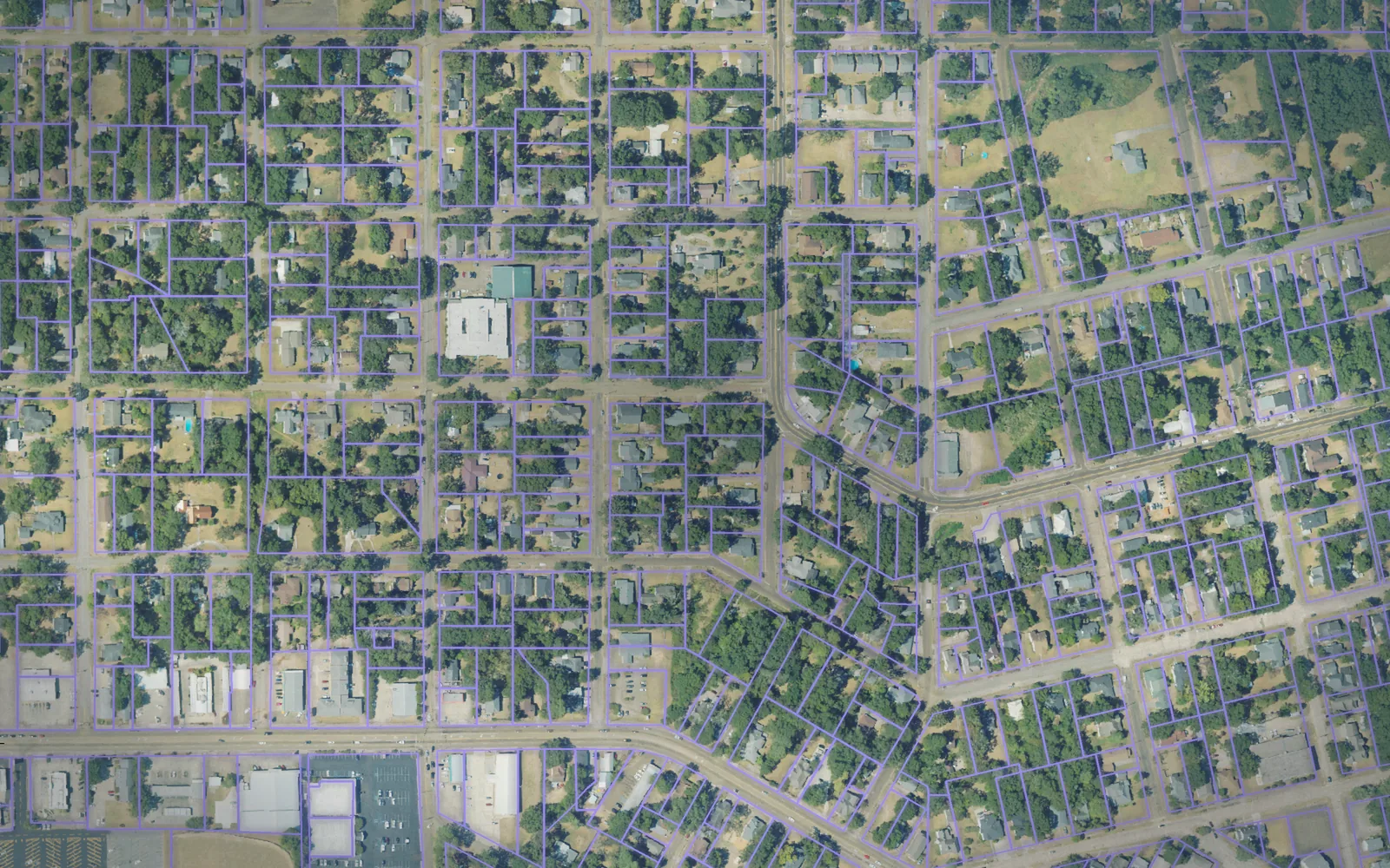 Parcel boundaries over aerial imagery of Pike County, Mississippi