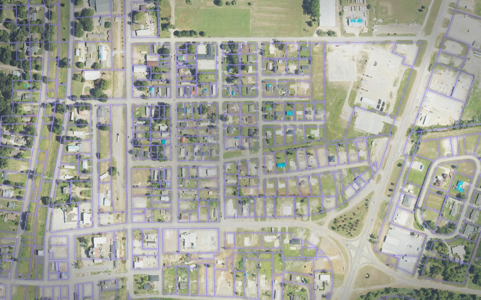 Parcel boundaries over aerial imagery of Sharkey County, Mississippi