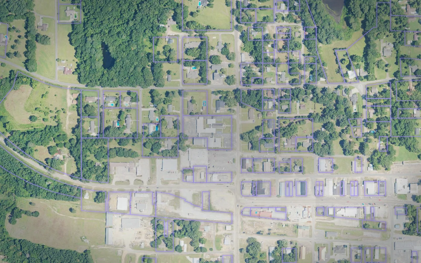 Parcel boundaries over aerial imagery of Smith County, Mississippi