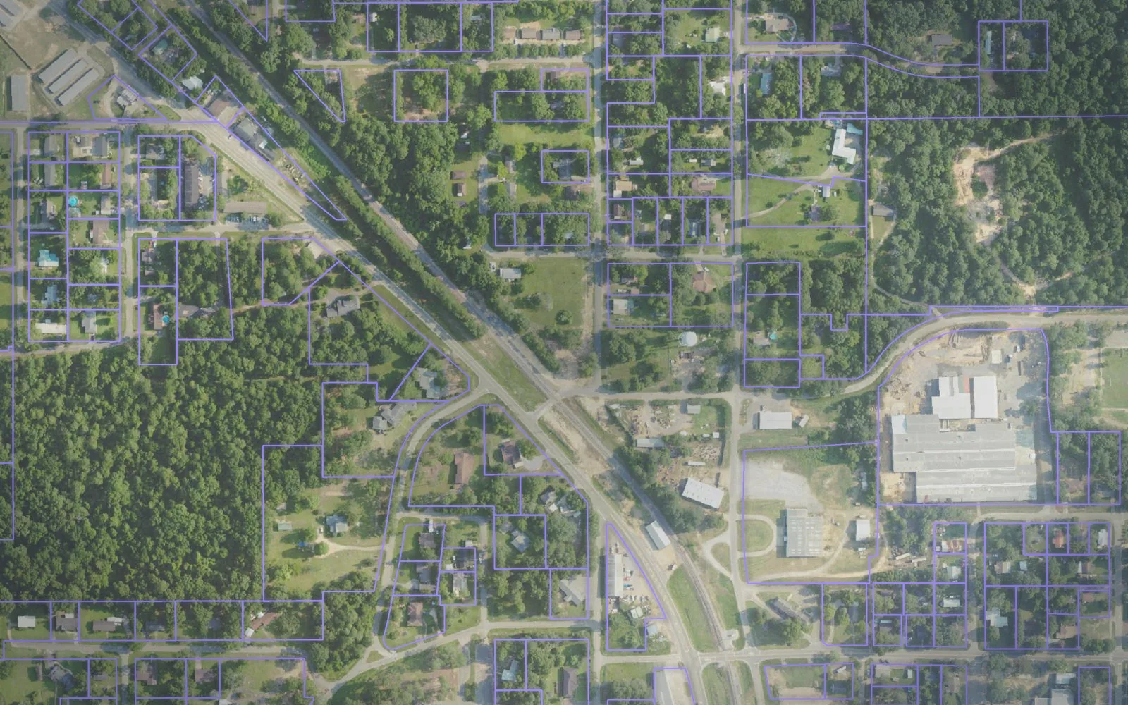 Parcel boundaries over aerial imagery of Stone County, Mississippi