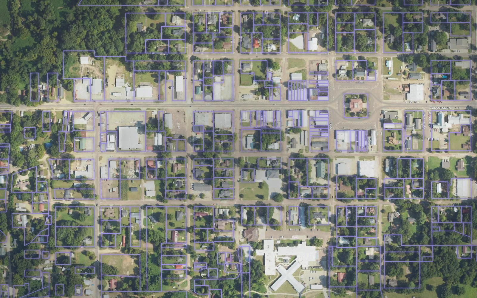 Parcel boundaries over aerial imagery of Tallahatchie County, Mississippi