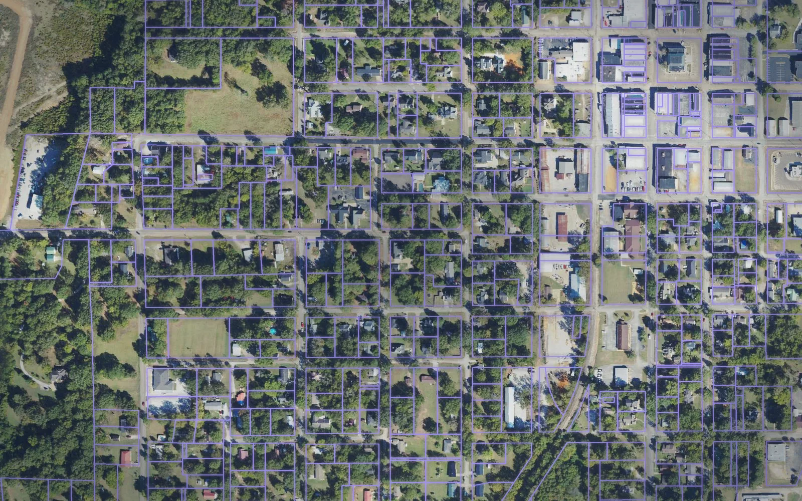 Parcel boundaries over aerial imagery of Tippah County, Mississippi