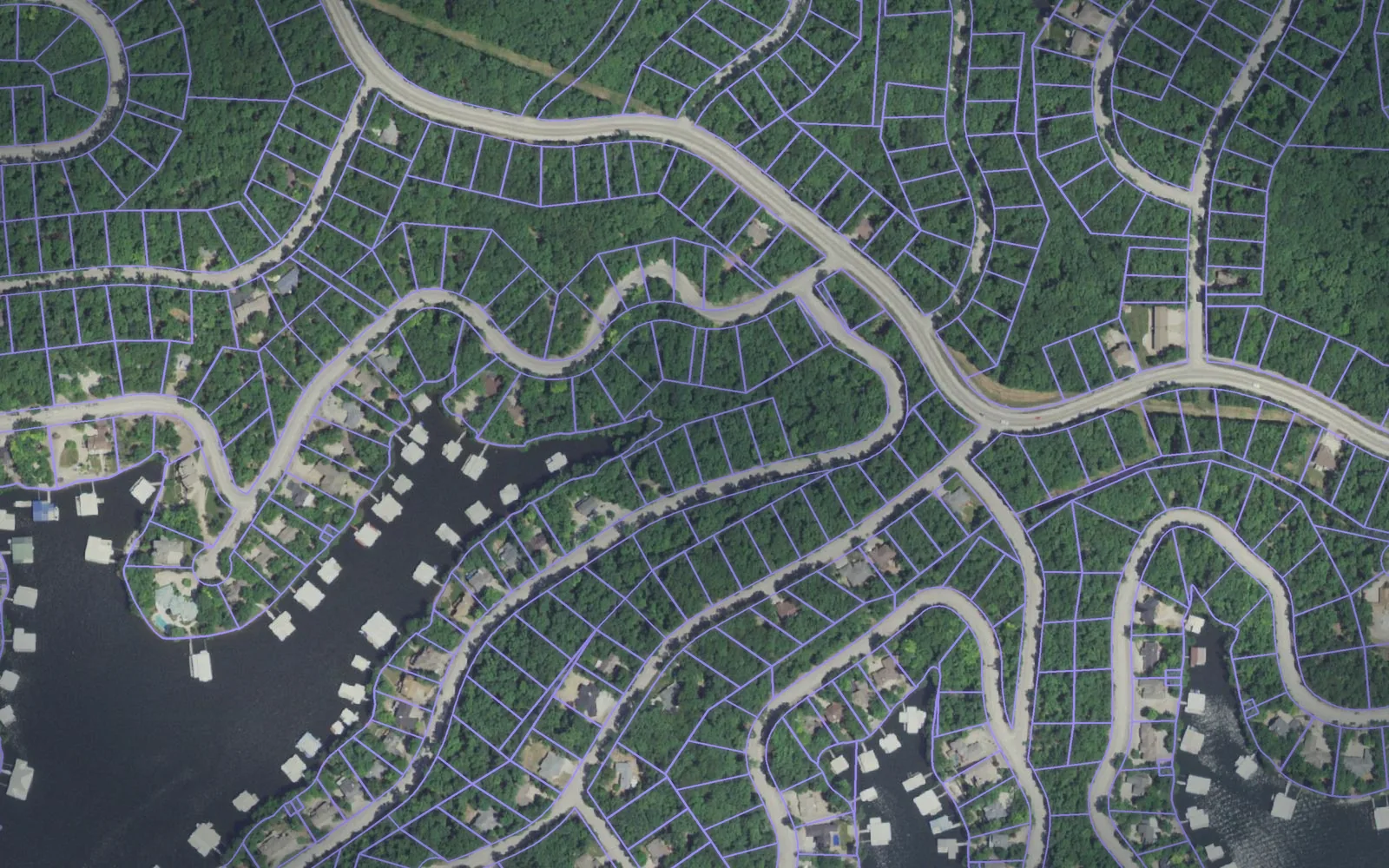Parcel boundaries over aerial imagery of Camden County, Missouri