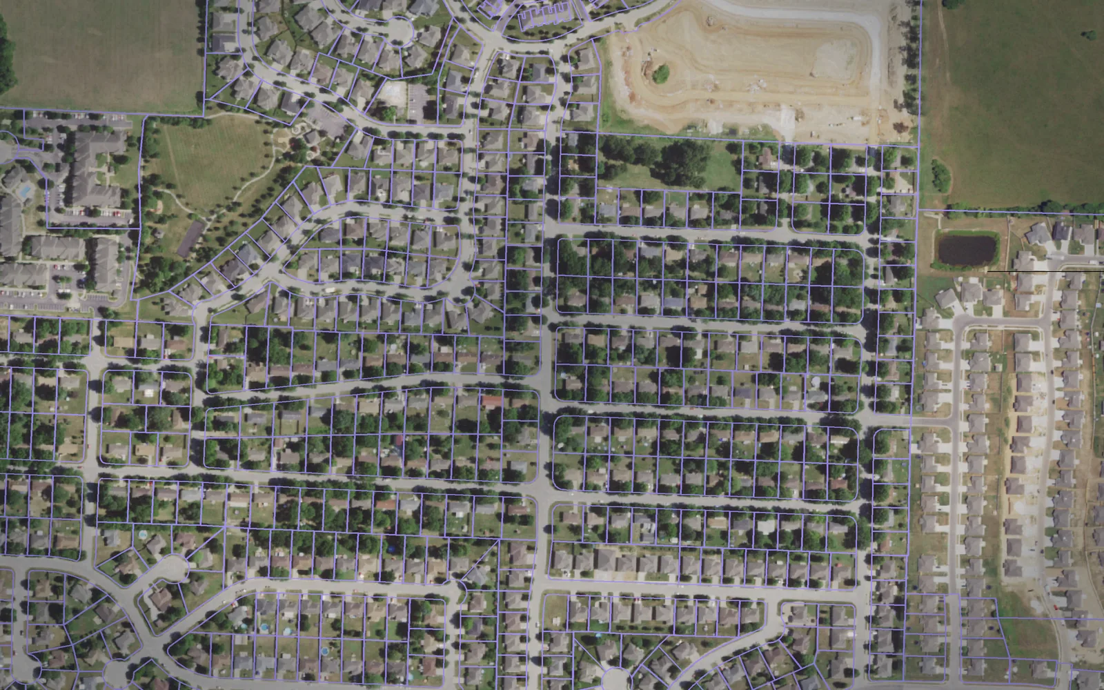 Parcel boundaries over aerial imagery of Christian County, Missouri