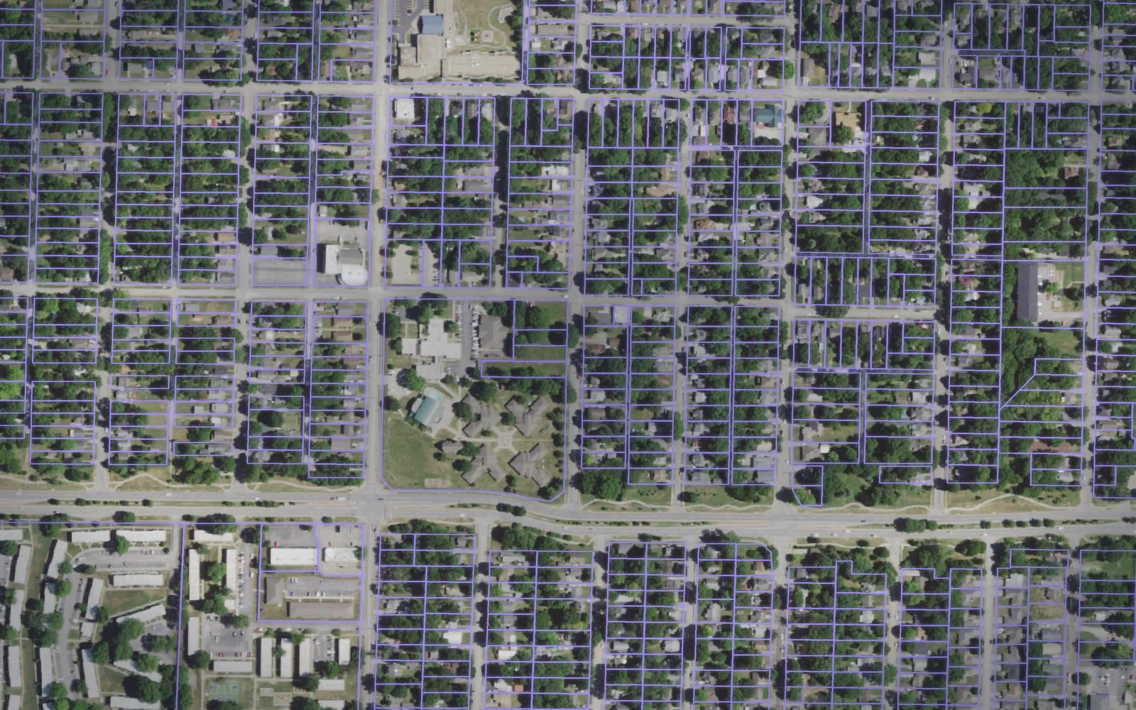 Parcel boundaries over aerial imagery of Greene County, Missouri