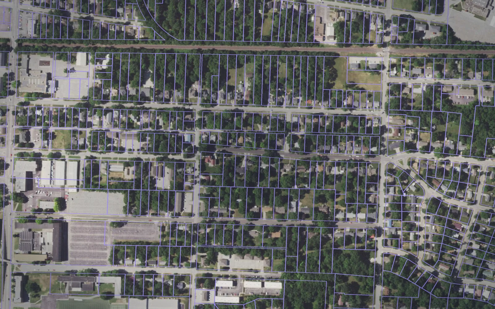 Parcel boundaries over aerial imagery of Johnson County, Missouri