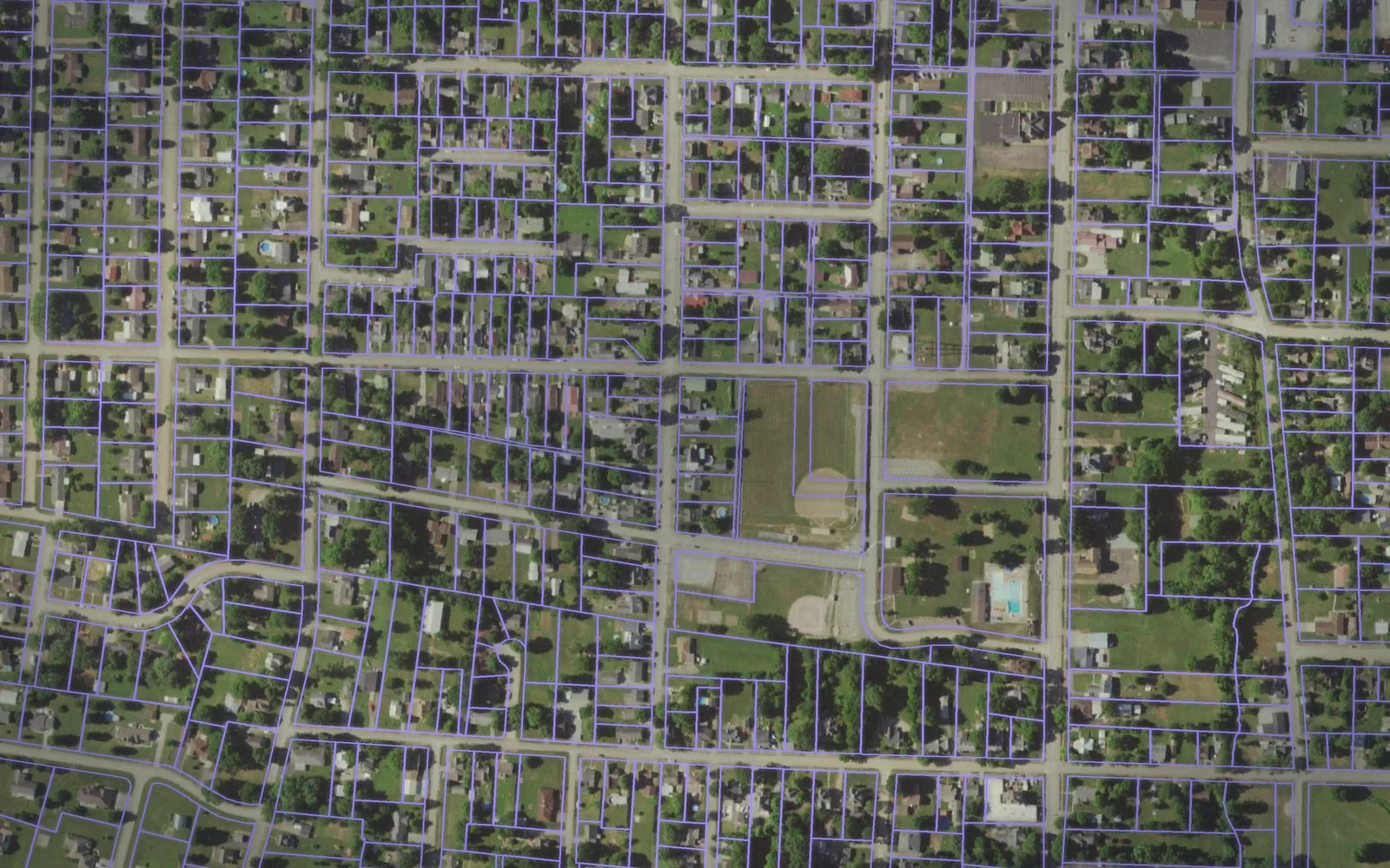 Parcel boundaries over aerial imagery of Madison County, Missouri