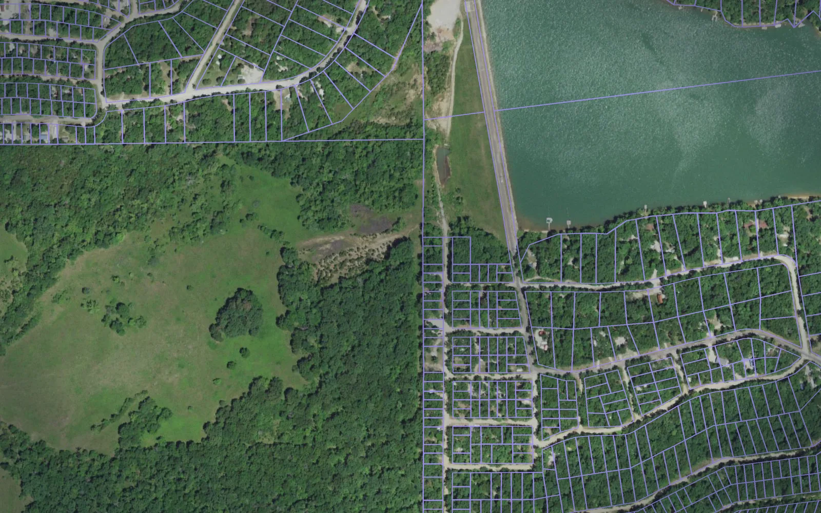 Parcel boundaries over aerial imagery of Washington County, Missouri