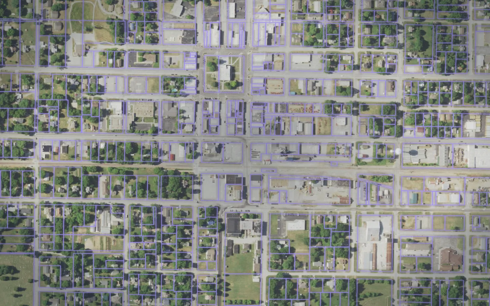 Parcel boundaries over aerial imagery of Webster County, Missouri