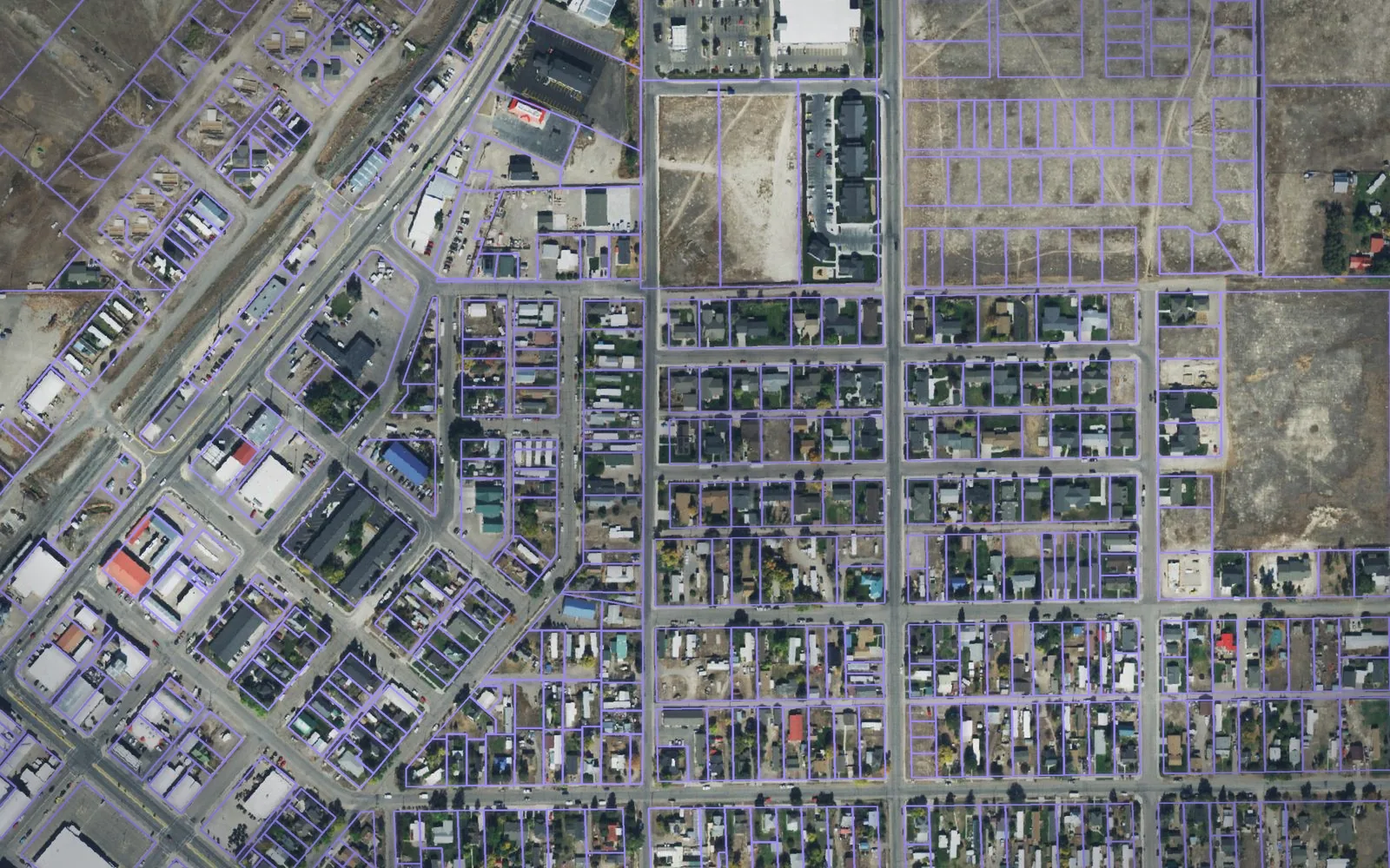 Parcel boundaries over aerial imagery of Beaverhead County, Montana
