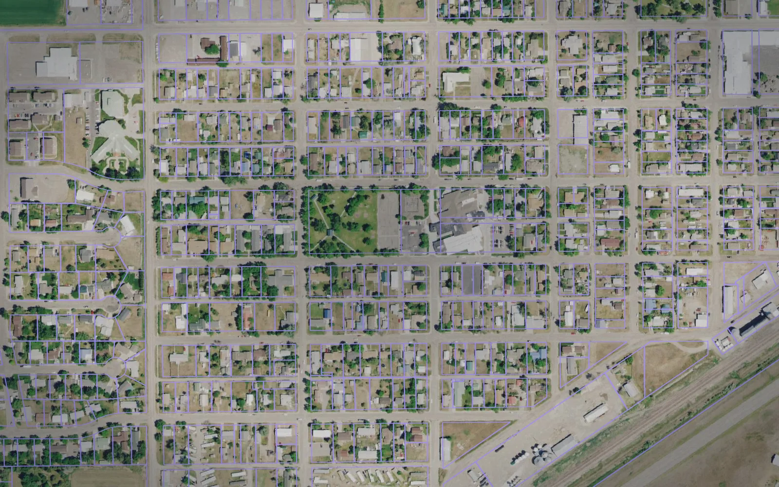 Parcel boundaries over aerial imagery of Big Horn County, Montana