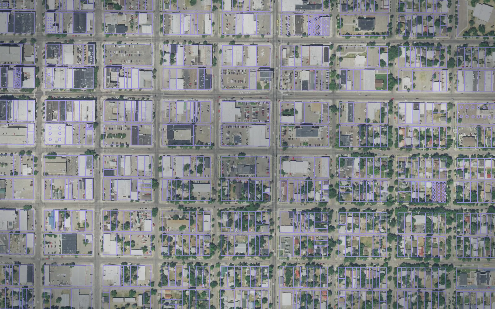 Parcel boundaries over aerial imagery of Cascade County, Montana