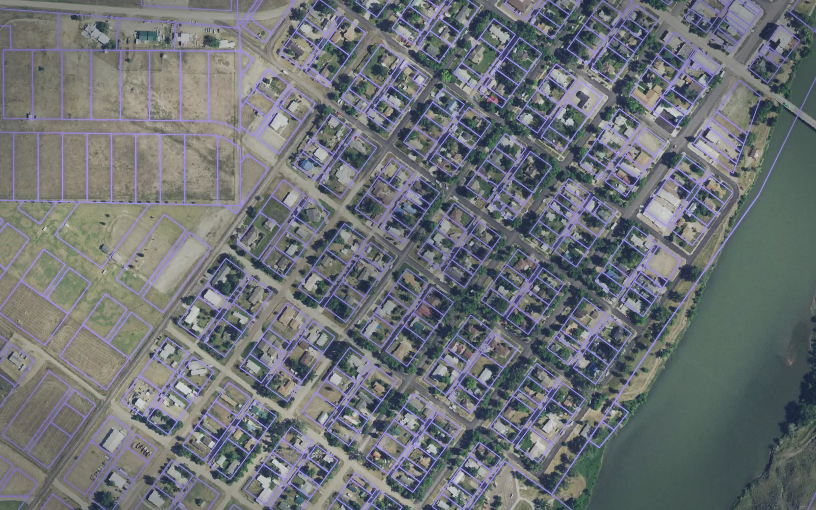 Parcel boundaries over aerial imagery of Chouteau County, Montana