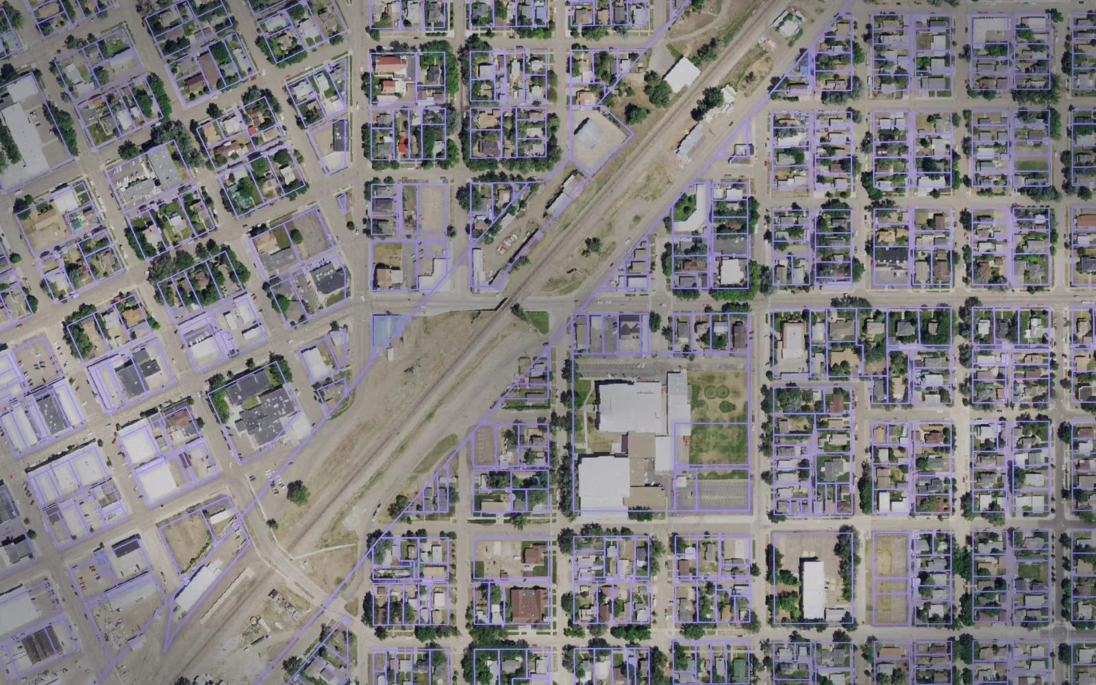 Parcel boundaries over aerial imagery of Custer County, Montana