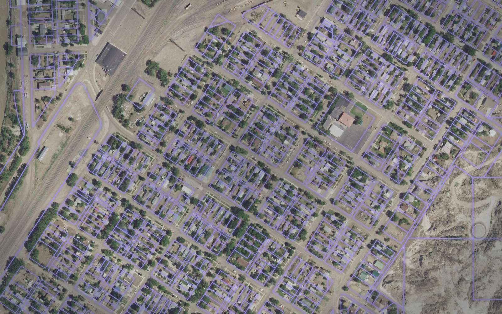 Parcel boundaries over aerial imagery of Dawson County, Montana