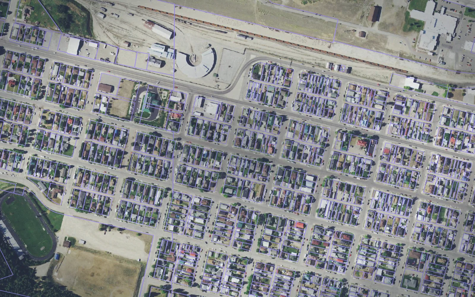 Parcel boundaries over aerial imagery of Deer Lodge County, Montana