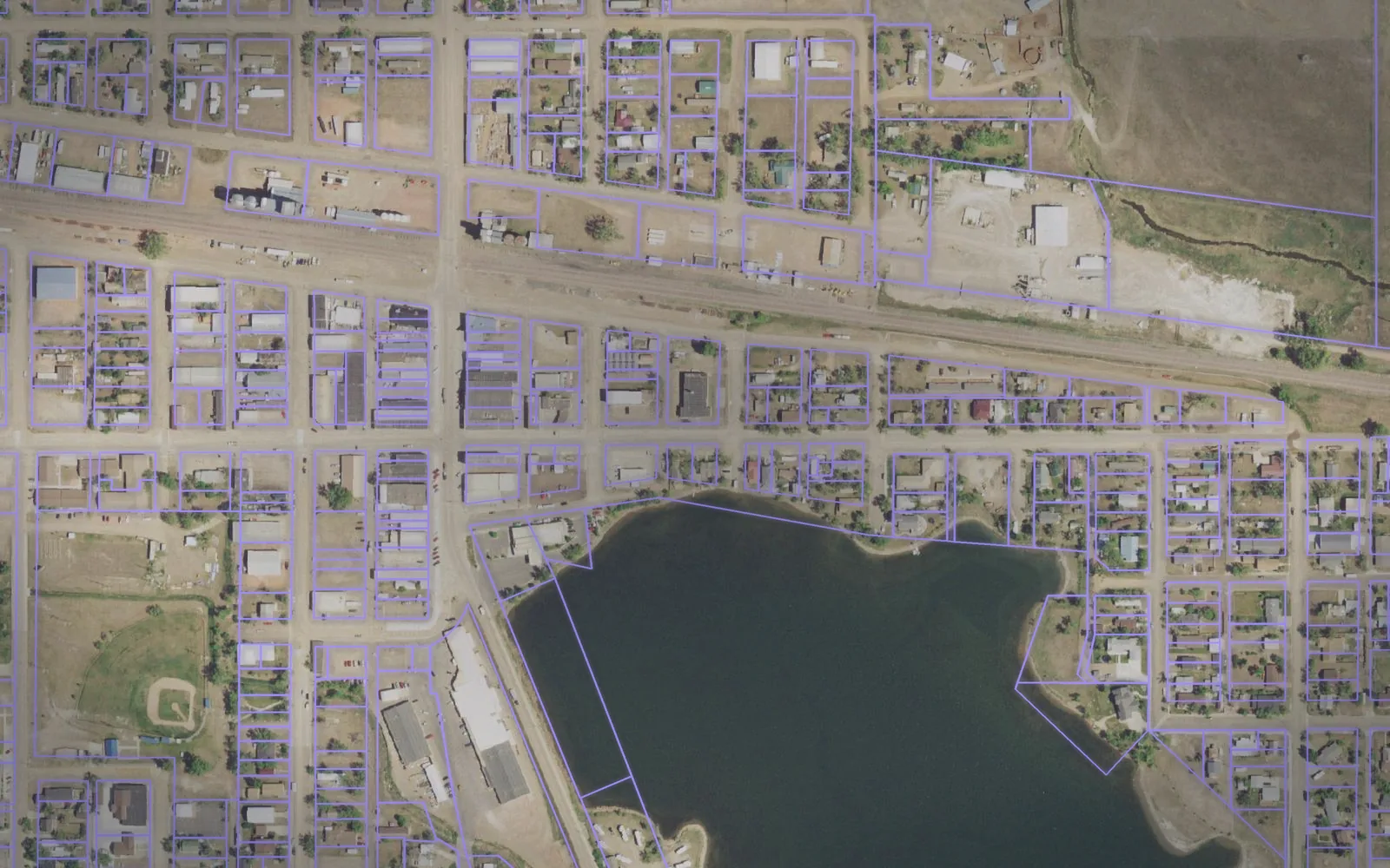 Parcel boundaries over aerial imagery of Fallon County, Montana