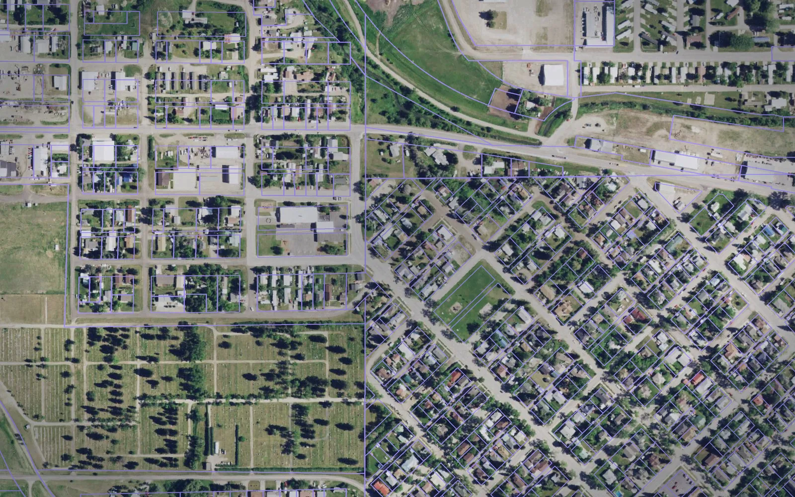 Parcel boundaries over aerial imagery of Fergus County, Montana