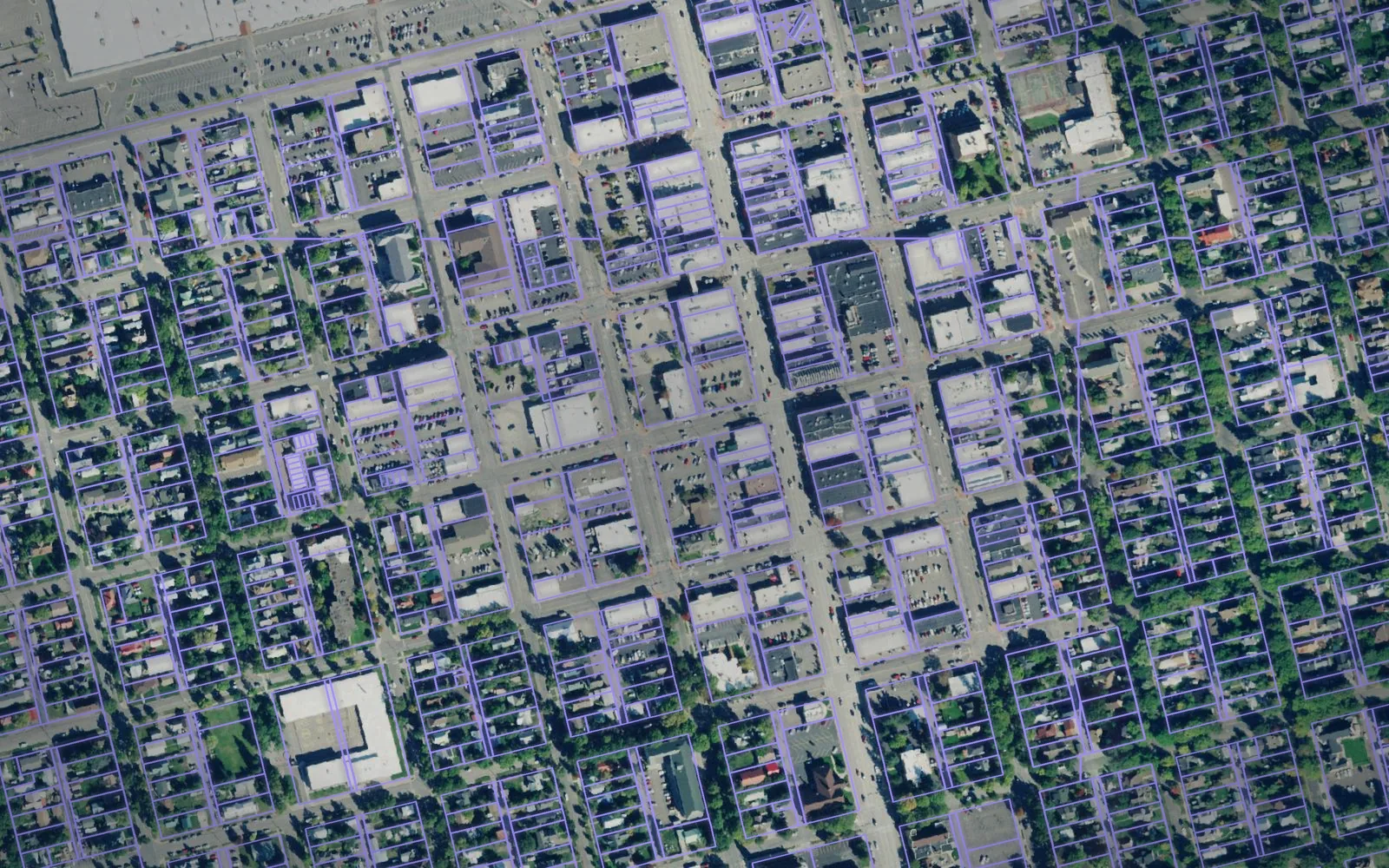 Parcel boundaries over aerial imagery of Flathead County, Montana