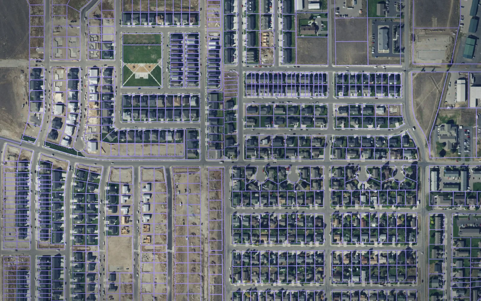 Parcel boundaries over aerial imagery of Gallatin County, Montana